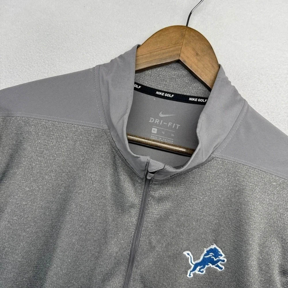 Detroit Lions Quarter Zip Pullover Men's XL Gray Nike Golf Embroidered Dri Fit